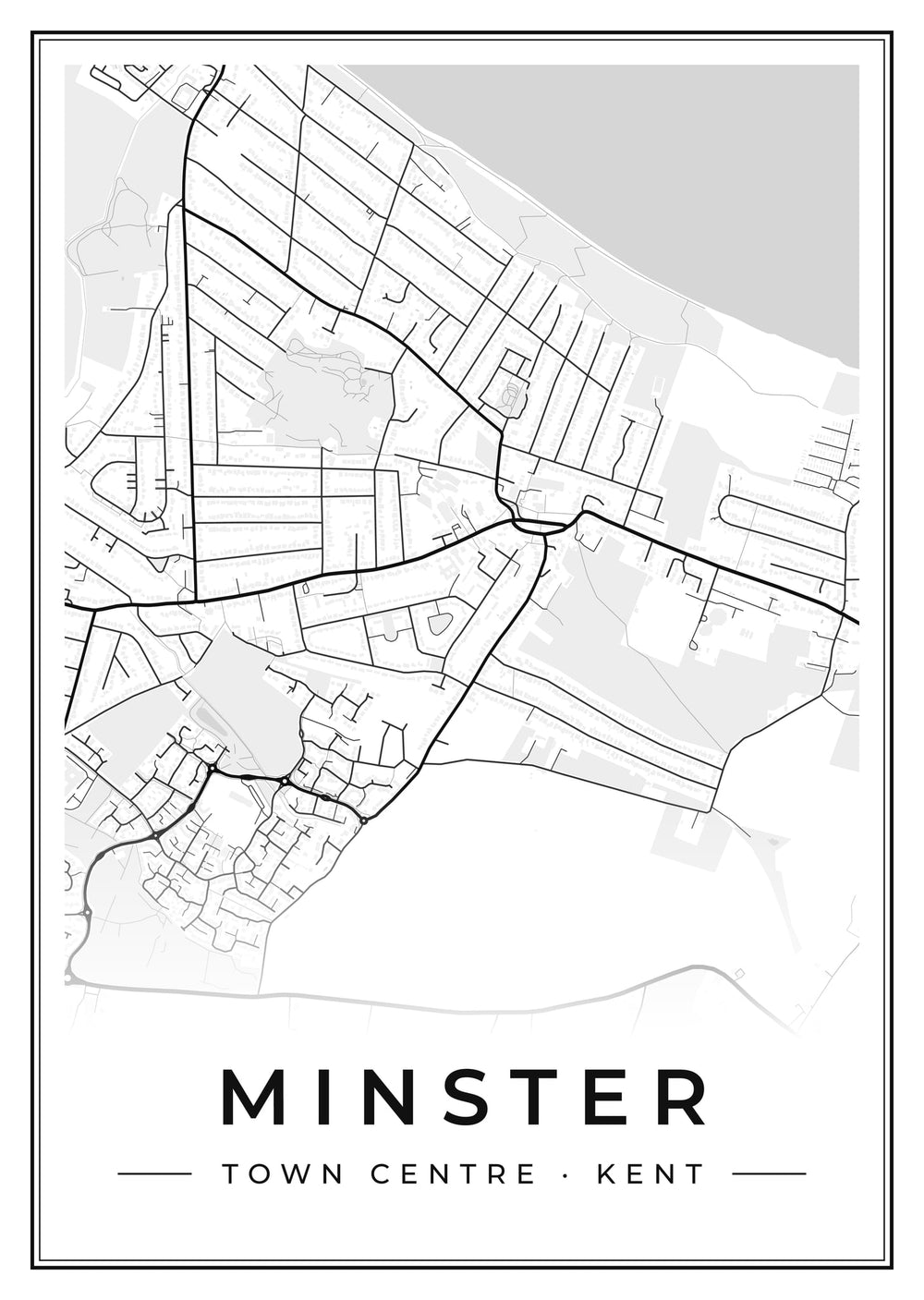 Minster Town Centre Street Map Poster