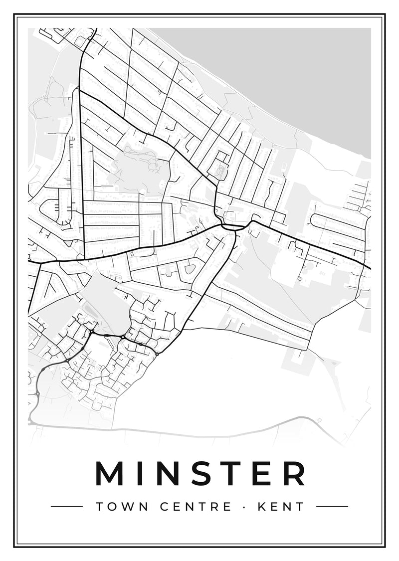 Minster Town Centre Street Map Poster