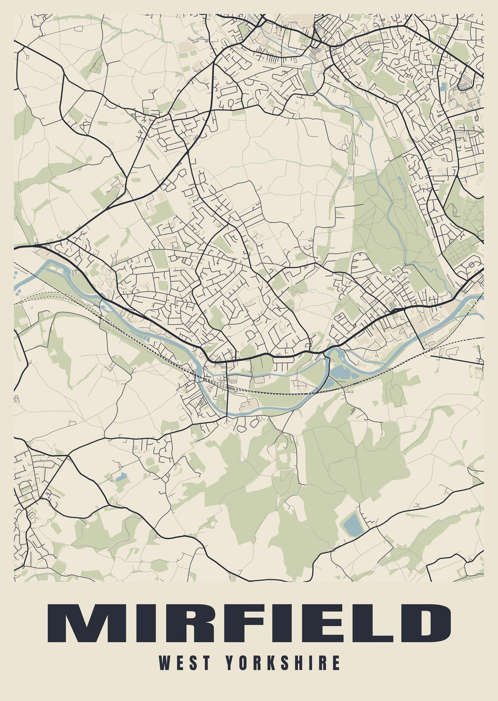 Street map poster of Mirfield, West Yorkshire