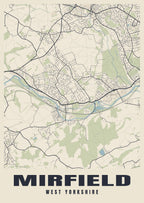 Street map poster of Mirfield, West Yorkshire