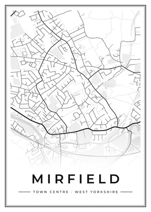Mirfield Town Centre Street Map Poster