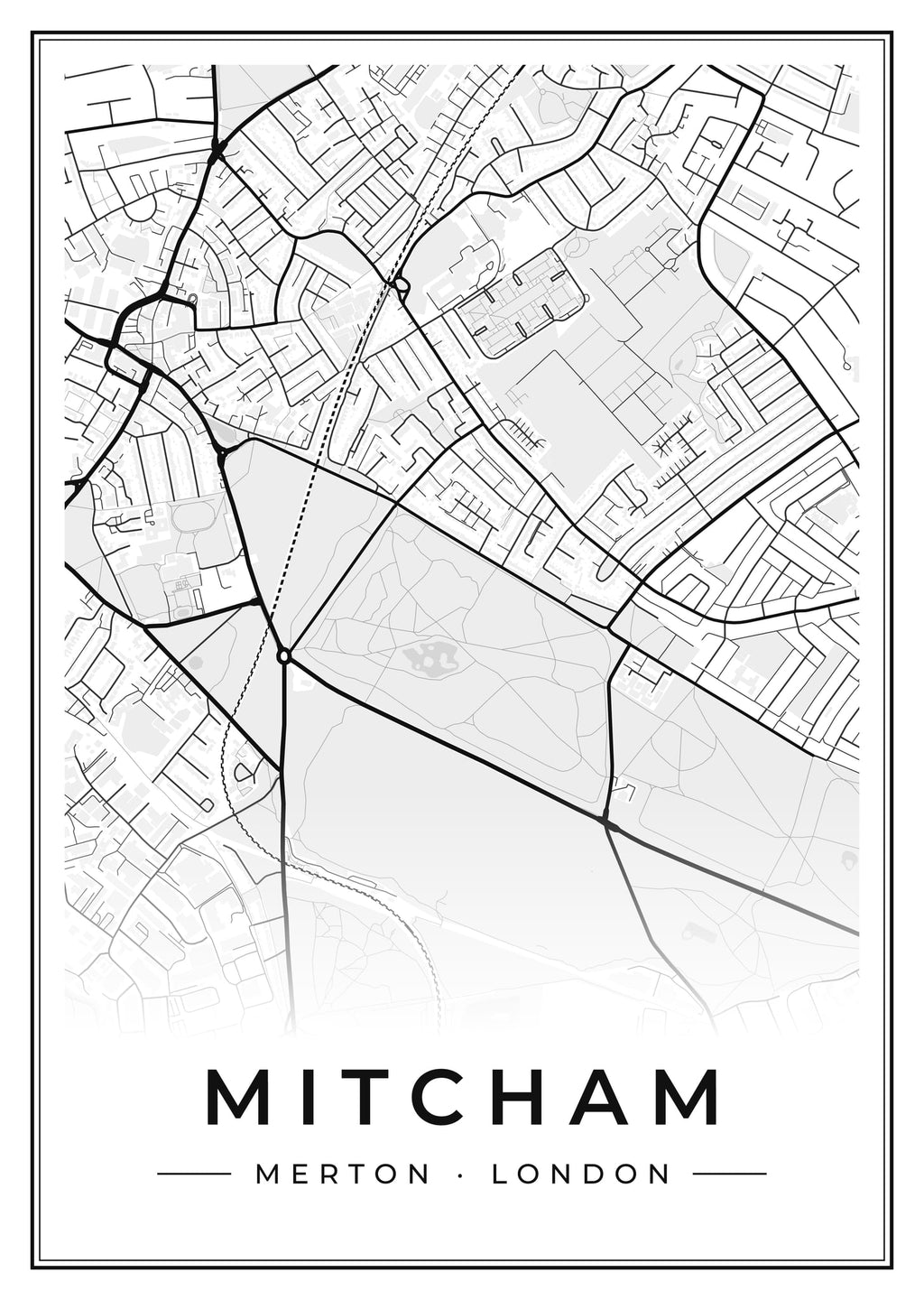 Street map poster of Mitcham, Merton, London
