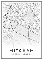 Street map poster of Mitcham, Merton, London