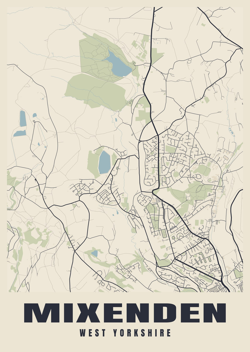 Street map poster of Mixenden, West Yorkshire