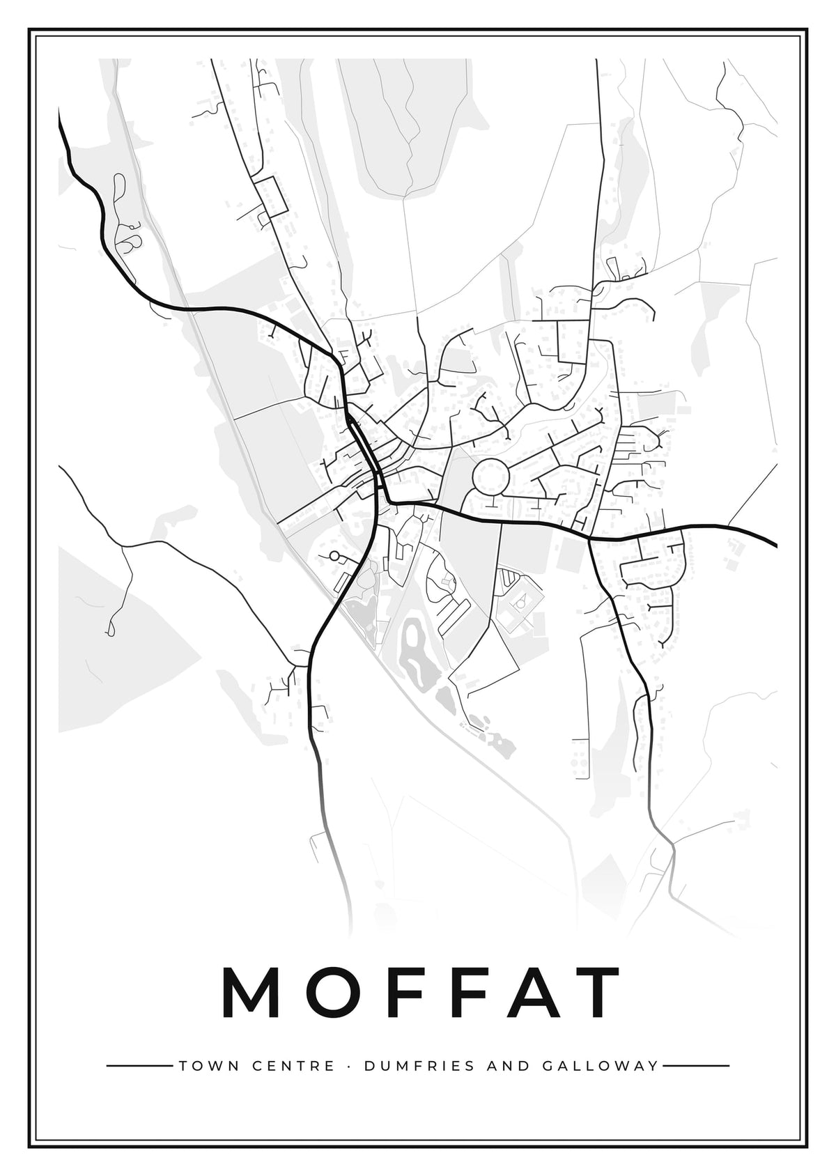 Street map poster of Moffat town centre, Dumfries and Galloway