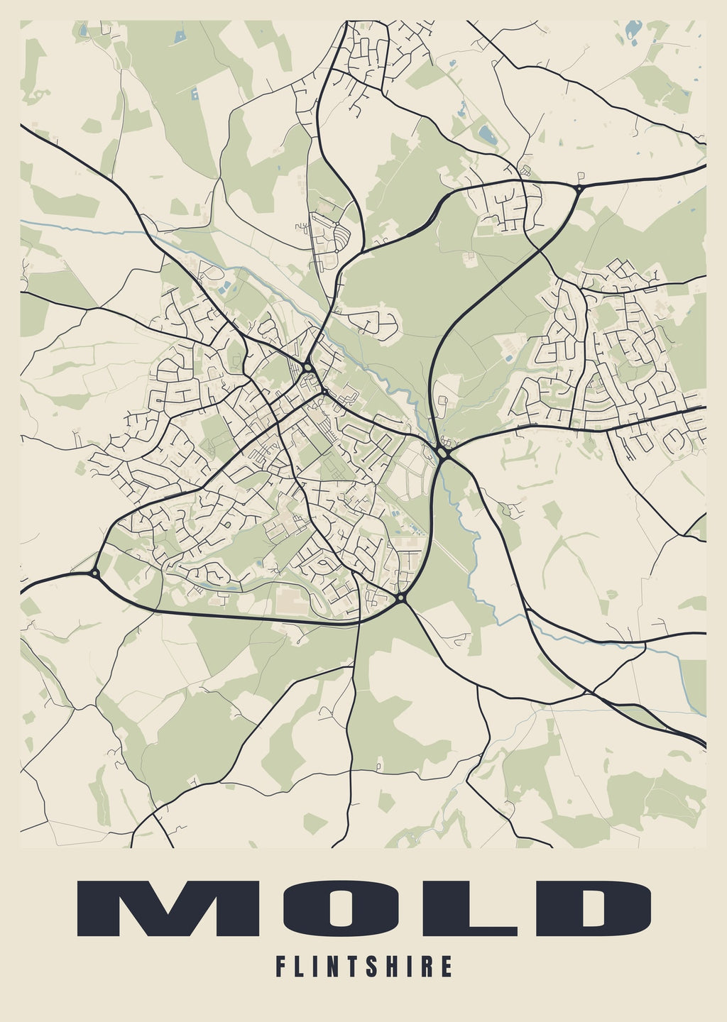 Street map poster of Mold, Flintshire