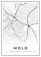 Street map poster of Mold town centre, Flintshire