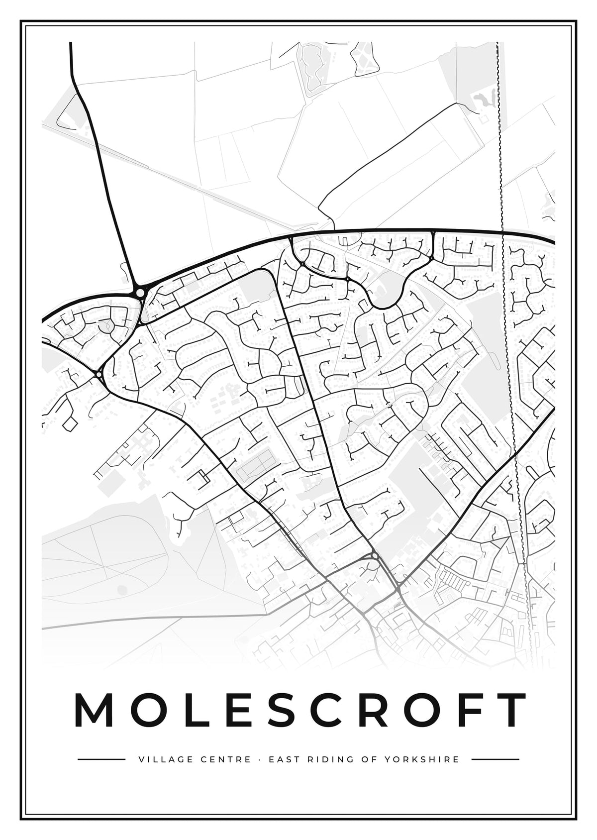 Street map poster of Molescroft village centre, East Riding of Yorkshire