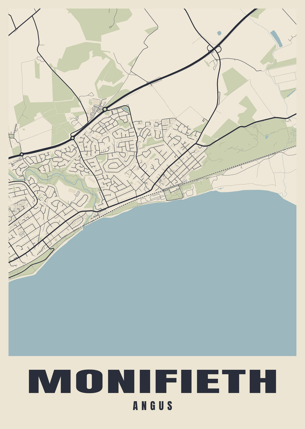 Street map poster of Monifieth, Angus