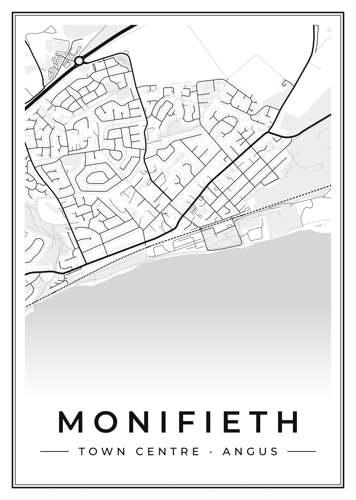 Street map poster of Monifieth town centre, Angus