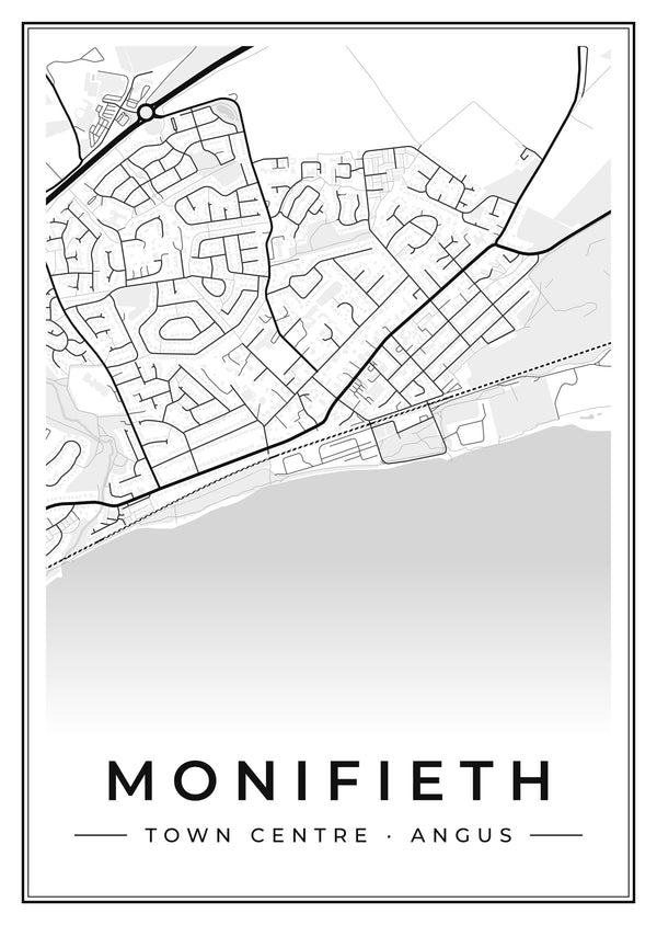 Monifieth Town Centre Street Map Poster