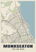Street map poster of Monkseaton, Tyne and Wear
