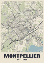 Street map poster of Montpellier, Occitanie