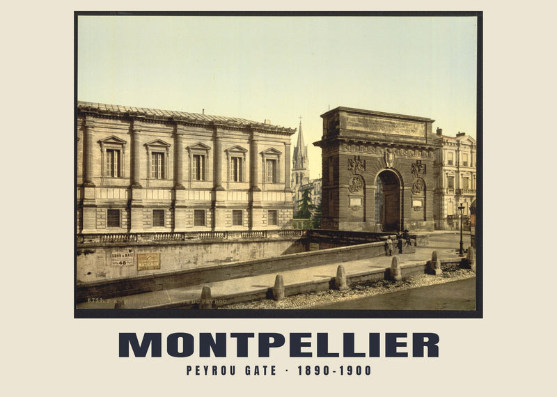 Peyrou Gate, Montpellier — 1890–1900 · Vintage photochrom print