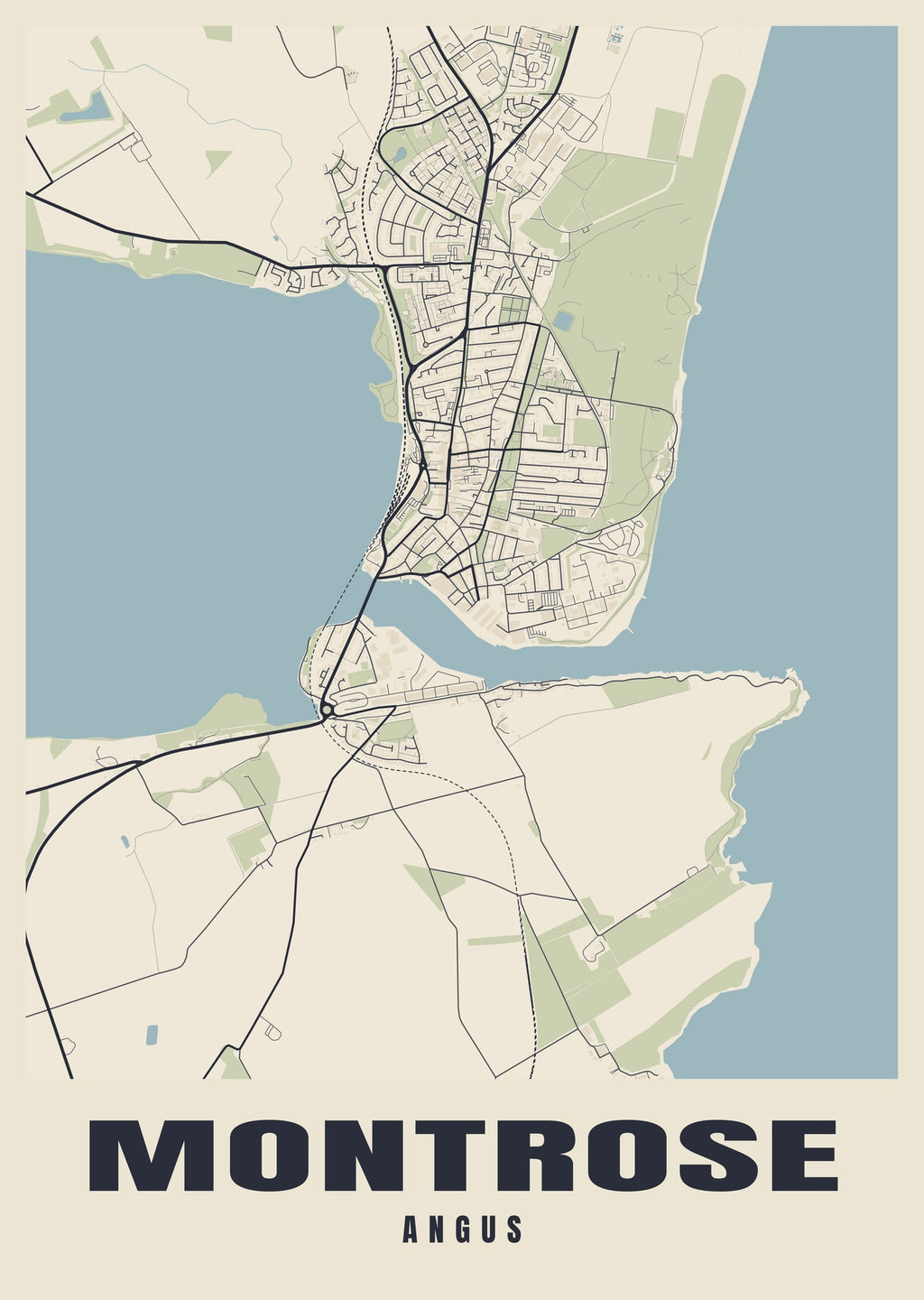 Street map poster of Montrose, Angus