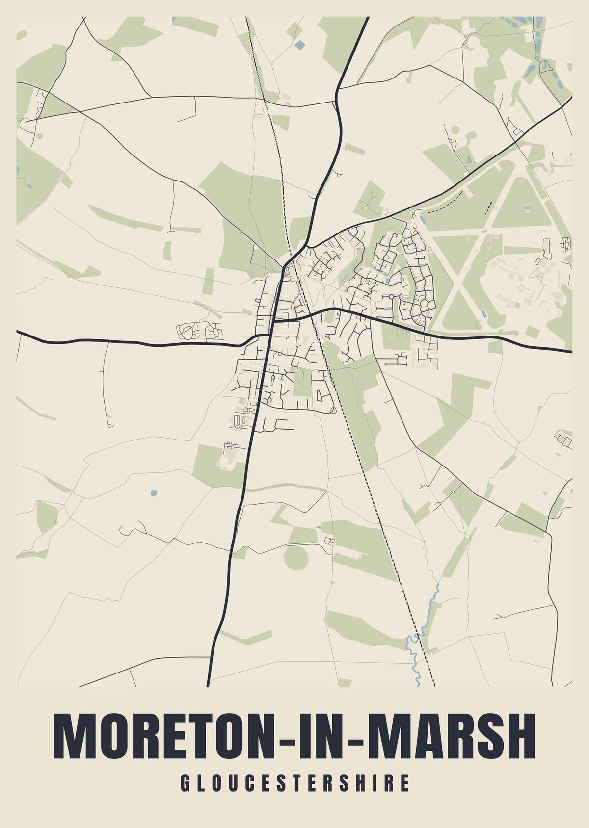Street map poster of Moreton-in-Marsh, Gloucestershire