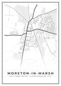 Street map poster of Moreton-in-Marsh town centre, Gloucestershire