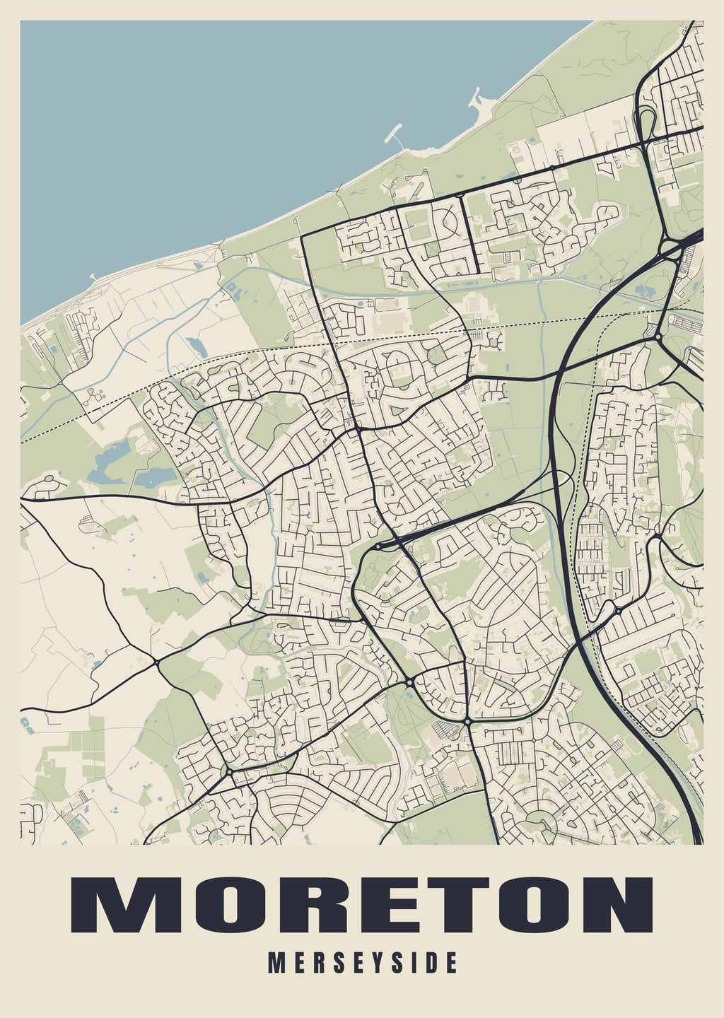 Street map poster of Moreton, Merseyside