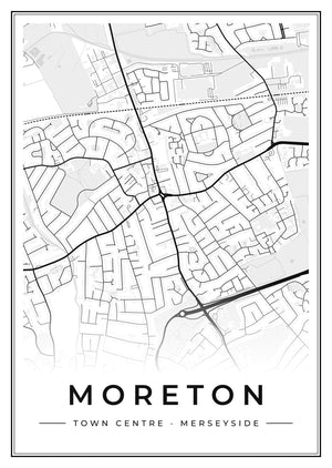 Moreton Town Centre Street Map Poster