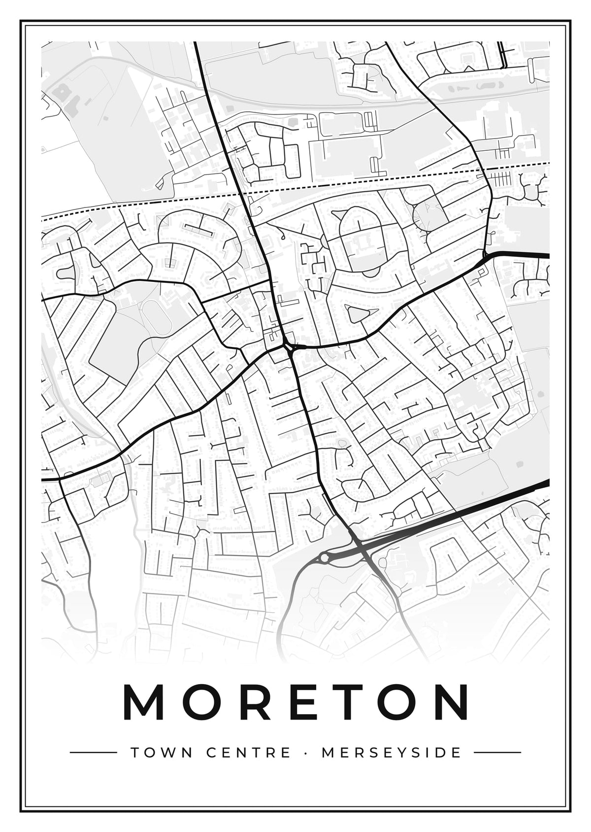 Street map poster of Moreton town centre, Merseyside