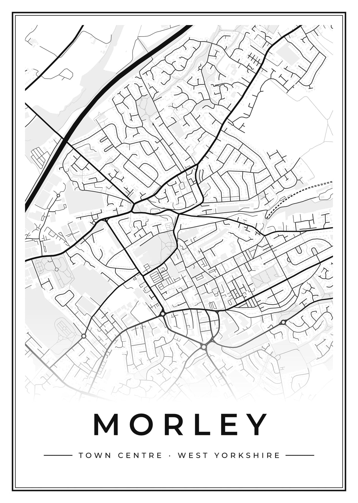 Street map poster of Morley town centre, West Yorkshire