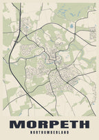 Street map poster of Morpeth, Northumberland