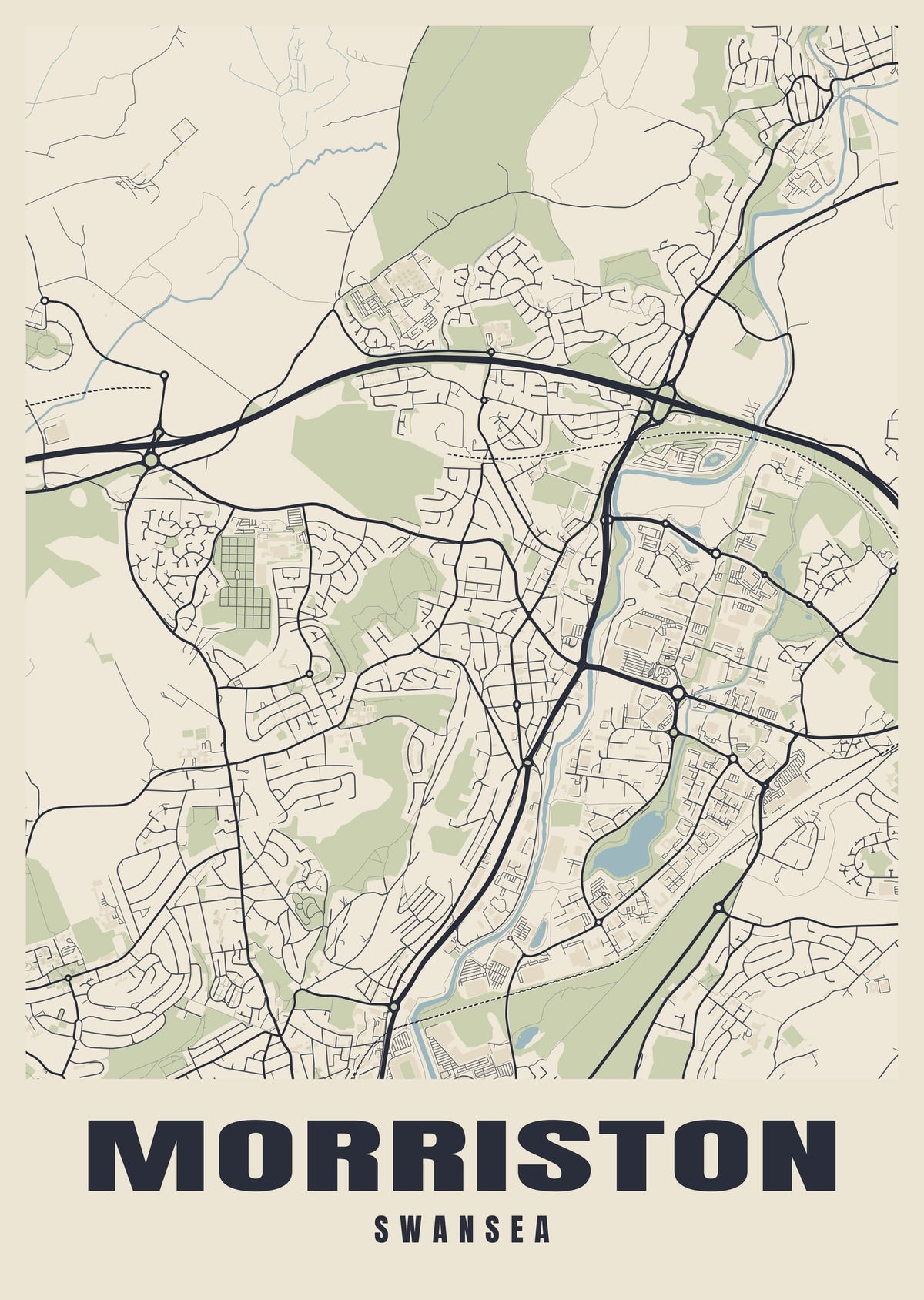 Street map poster of Morriston, Swansea
