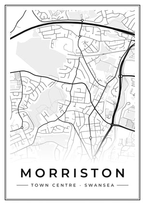 Morriston Town Centre Street Map Poster