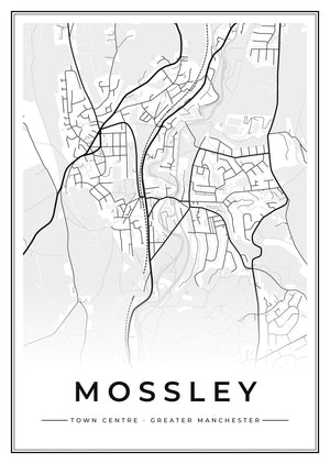 Mossley Town Centre Street Map Poster