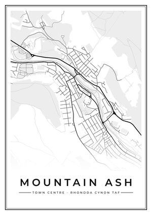 Mountain Ash Town Centre Street Map Poster