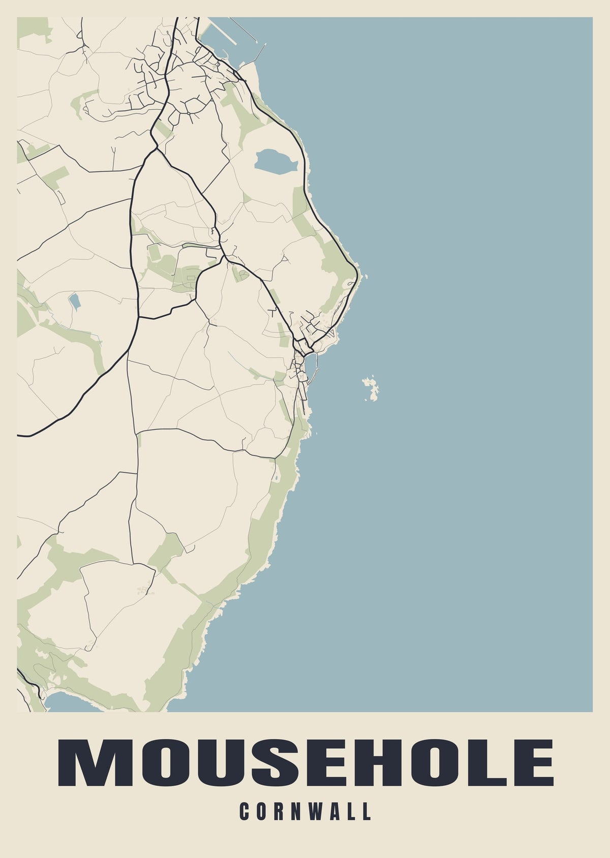 Street map poster of Mousehole, Cornwall