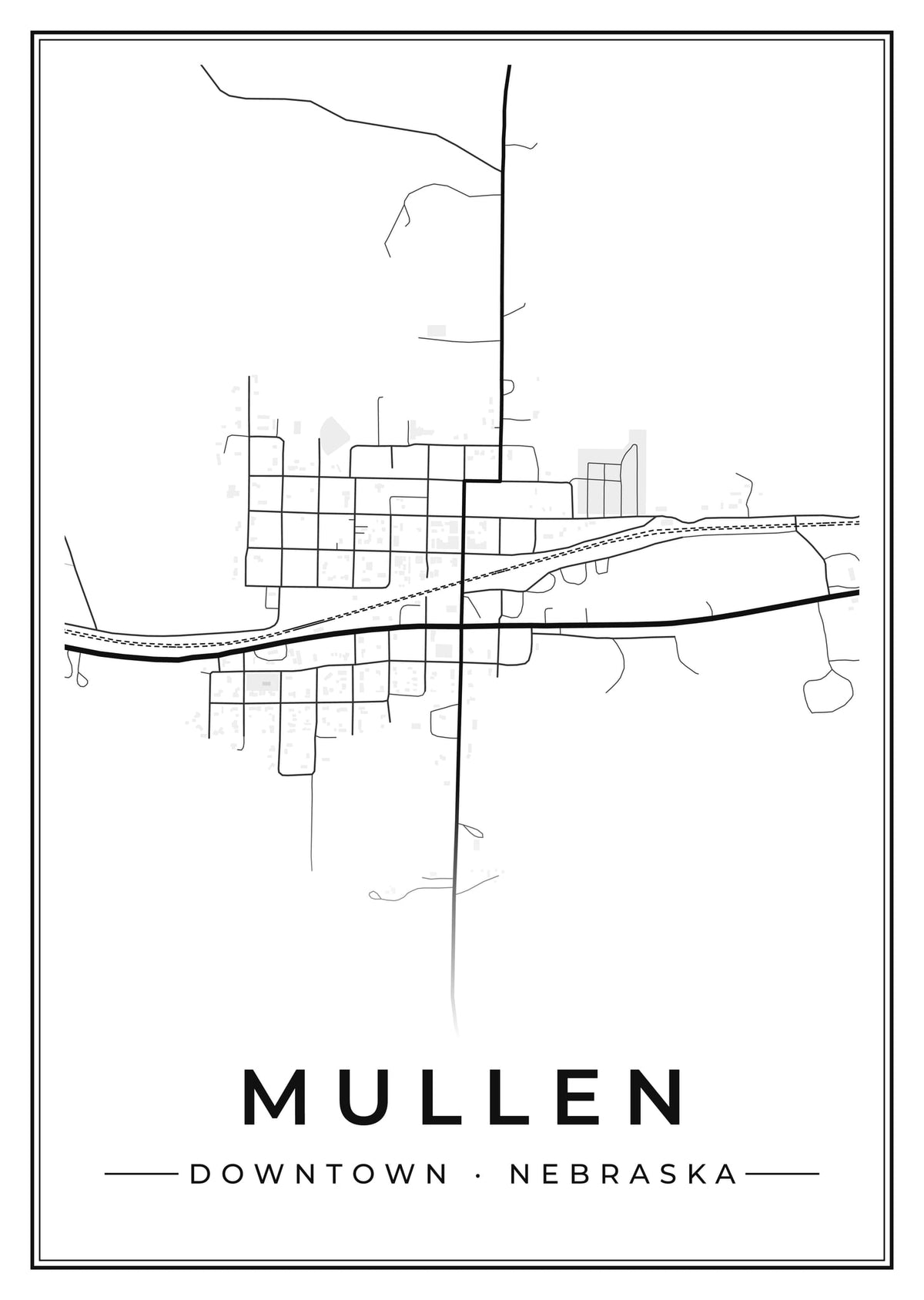 Street map poster of downtown Mullen, Nebraska