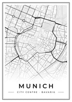 Street map poster of Munich city centre, Bavaria