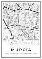 Street map poster of Murcia city centre, Region of Murcia