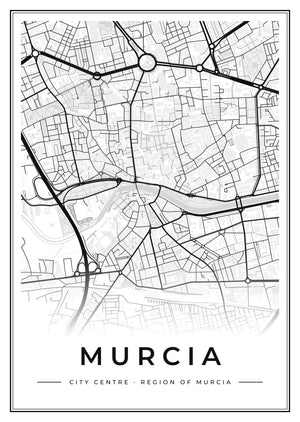 Murcia City Centre Street Map Poster