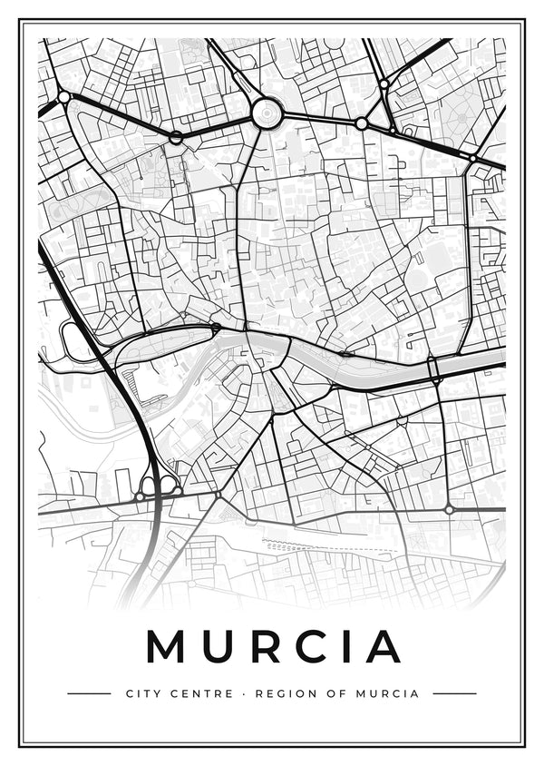 Murcia City Centre Street Map Poster