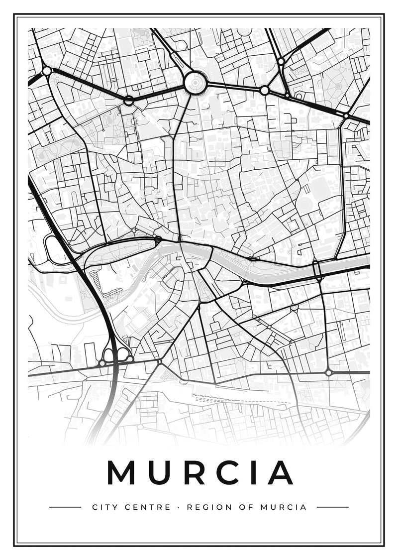Murcia City Centre Street Map Poster