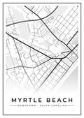 Street map poster of downtown Myrtle Beach, South Carolina