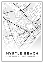 Street map poster of downtown Myrtle Beach, South Carolina