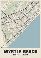 Street map poster of Myrtle Beach, South Carolina