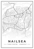 Street map poster of Nailsea town centre, Somerset