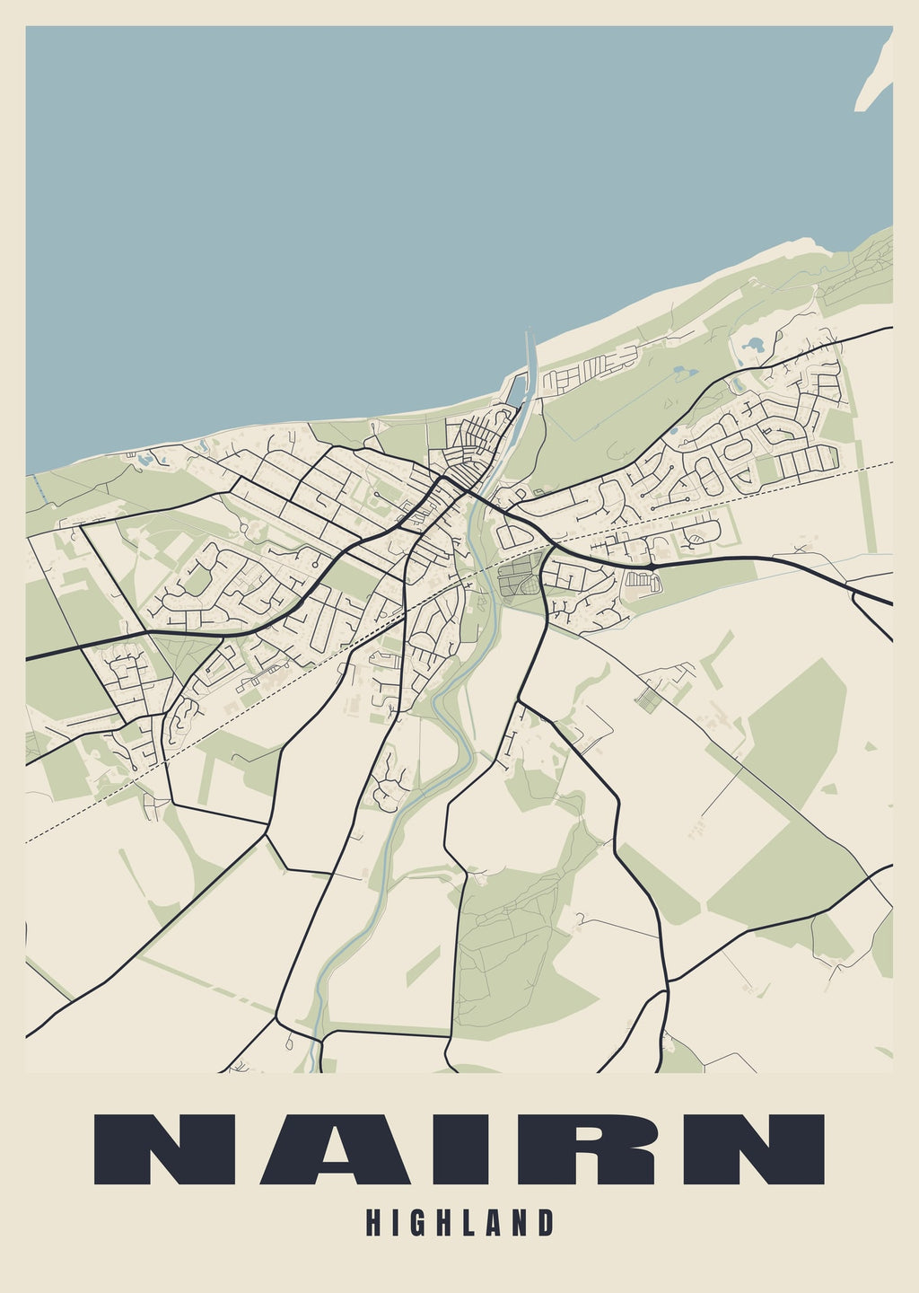 Street map poster of Nairn, Highland