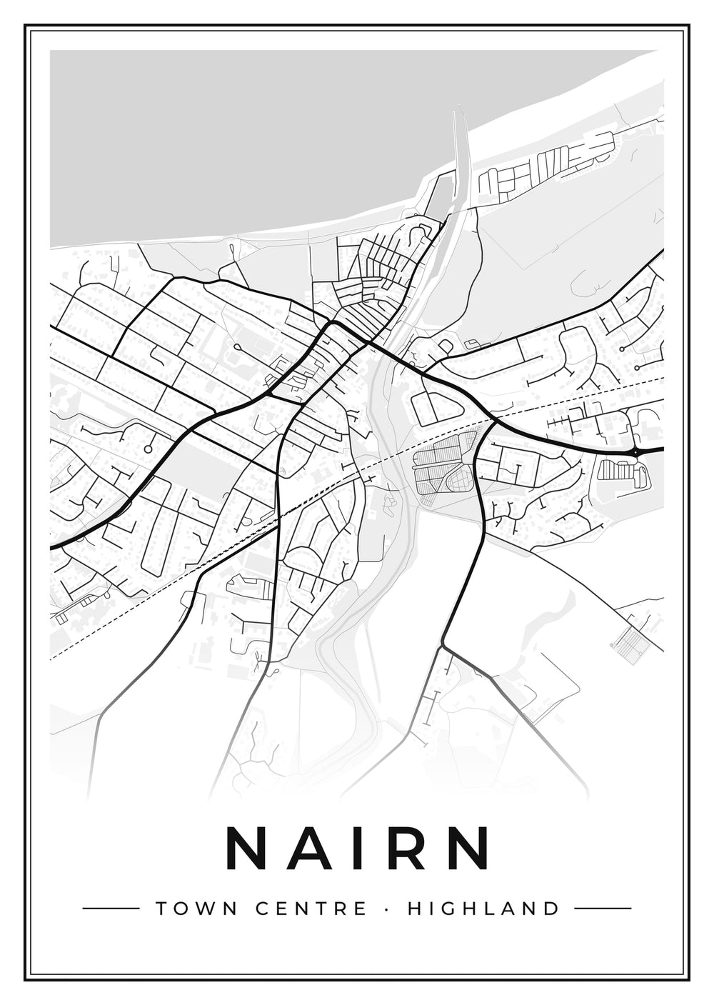 Nairn Town Centre Street Map Poster