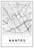 Street map poster of Nantes city centre, Pays de la Loire