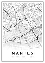 Street map poster of Nantes city centre, Pays de la Loire