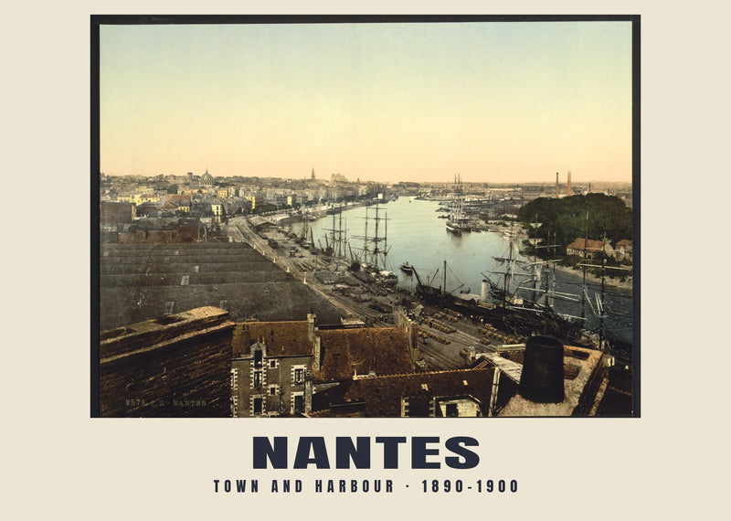 Town and Harbour, Nantes — 1890–1900 · Vintage photochrom print