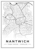 Street map poster of Nantwich town centre, Cheshire