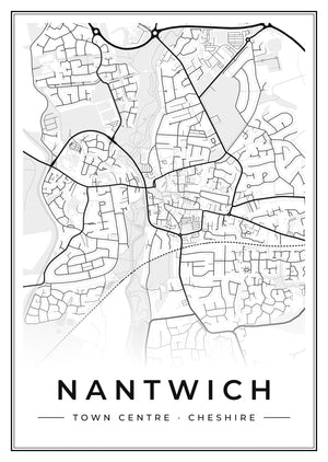 Nantwich Town Centre Street Map Poster