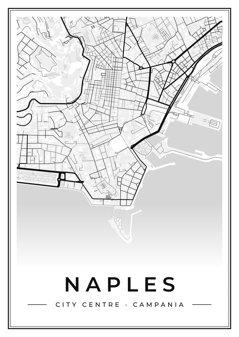 Naples City Centre Street Map Poster