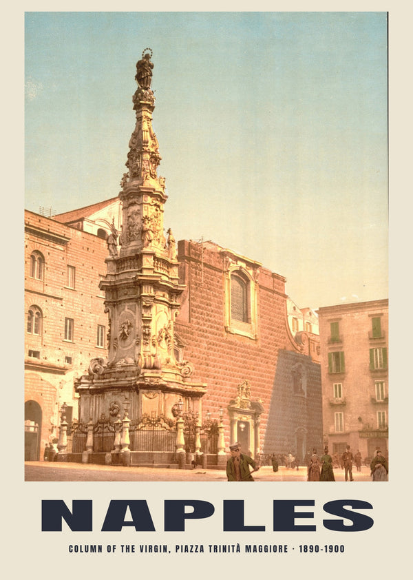 Piazza Trinità Maggiore, Naples — 1890–1900 · Historischer Photochromdruck